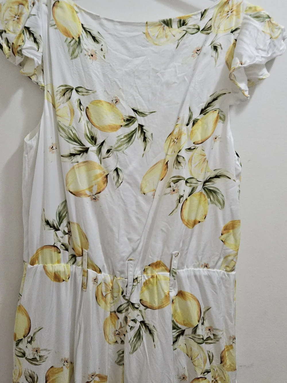 For Love And Lemons Limonada White Lemon-Print Cropped Jumpsuit